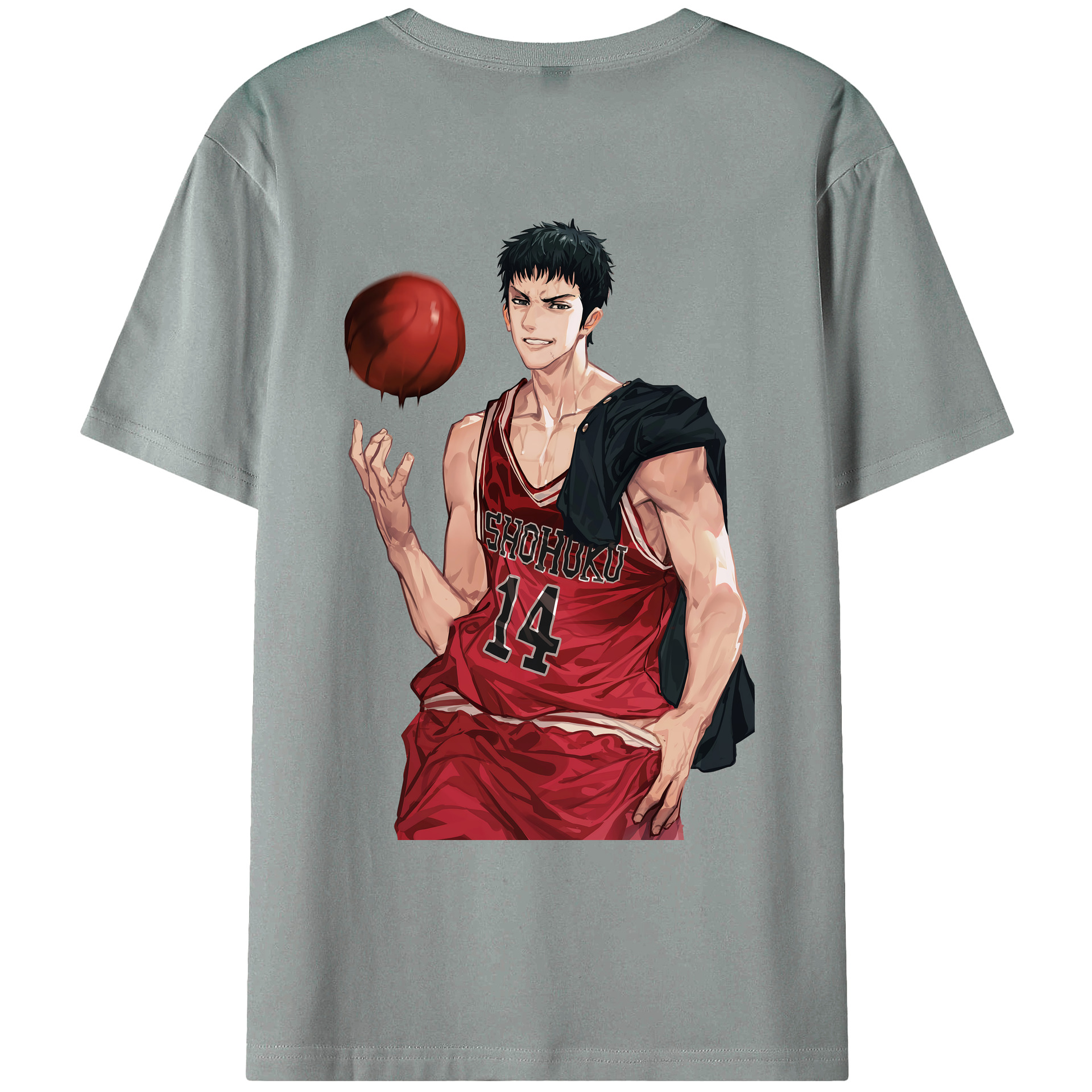 （画像用） SLAM DUNK／スラムダンク 綿100％ メンズ半袖Tシャツ（バックプリント） 通気性